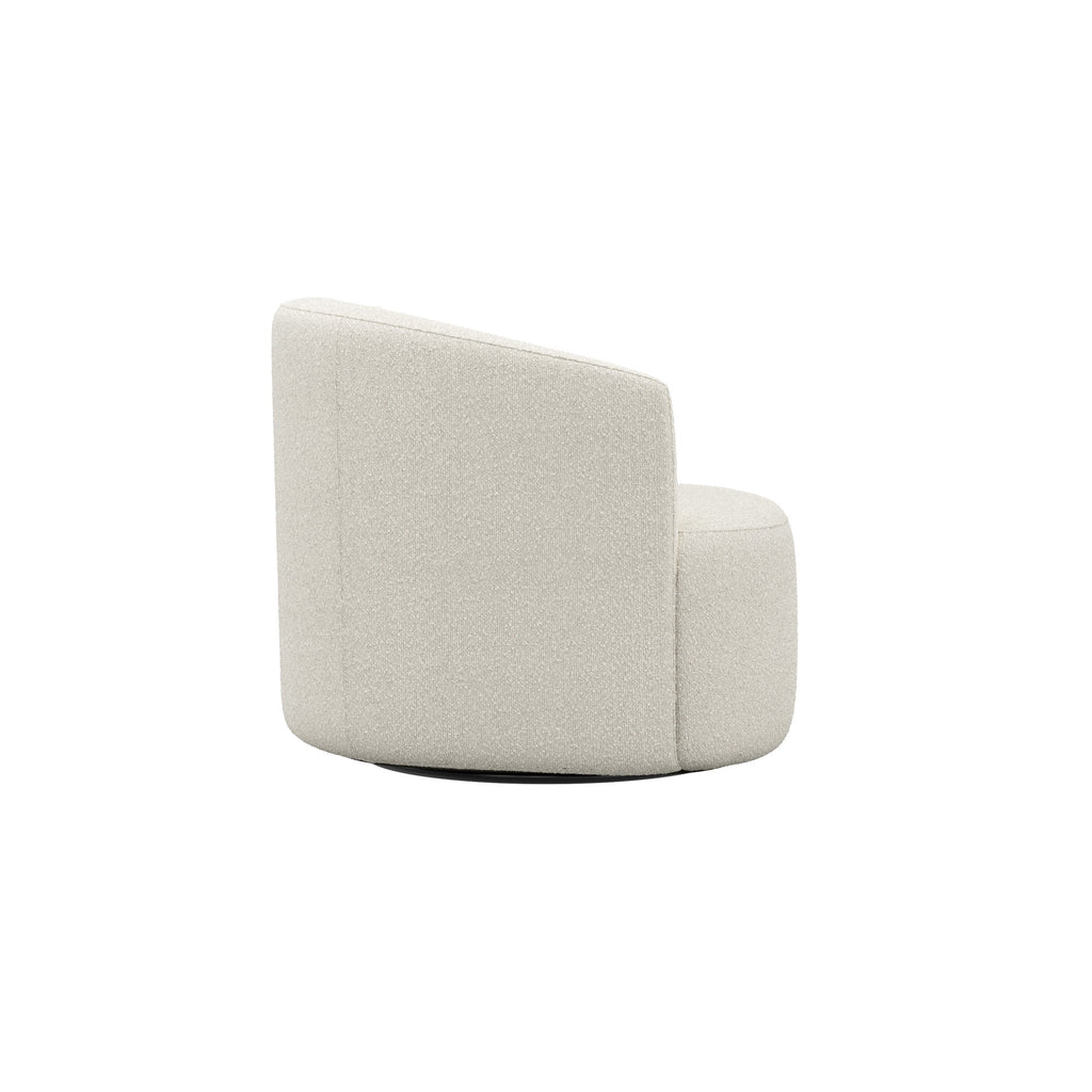 Cream Bouclé Swivel Barrel Chair