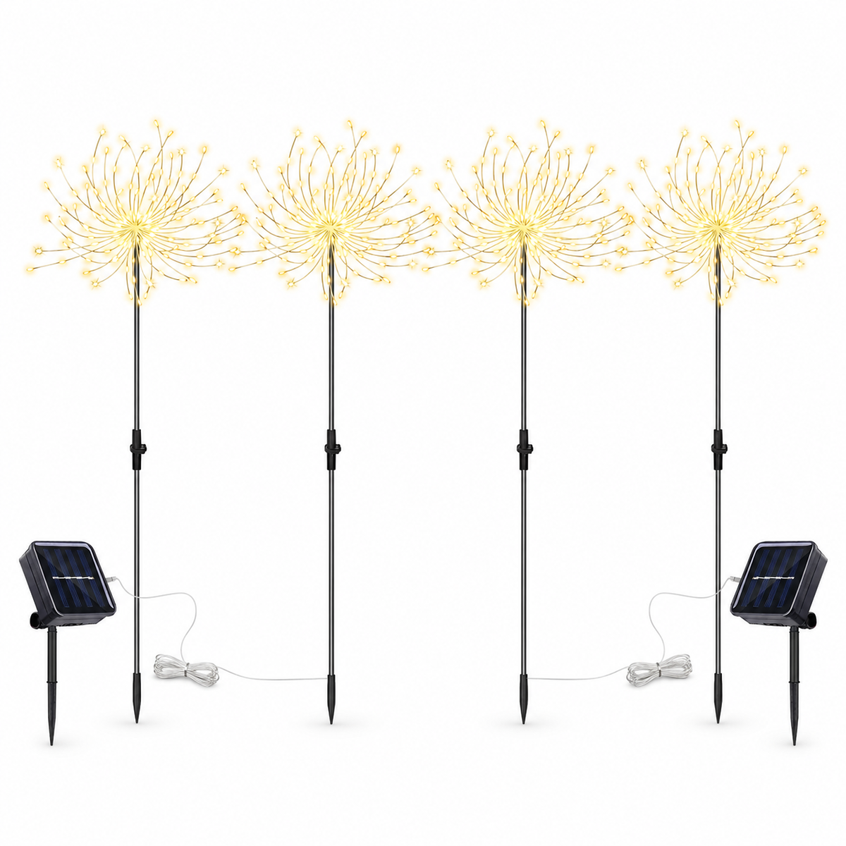 Solar Firework Garden Lights, 4-Pack, 120 LEDs Each, Warm White