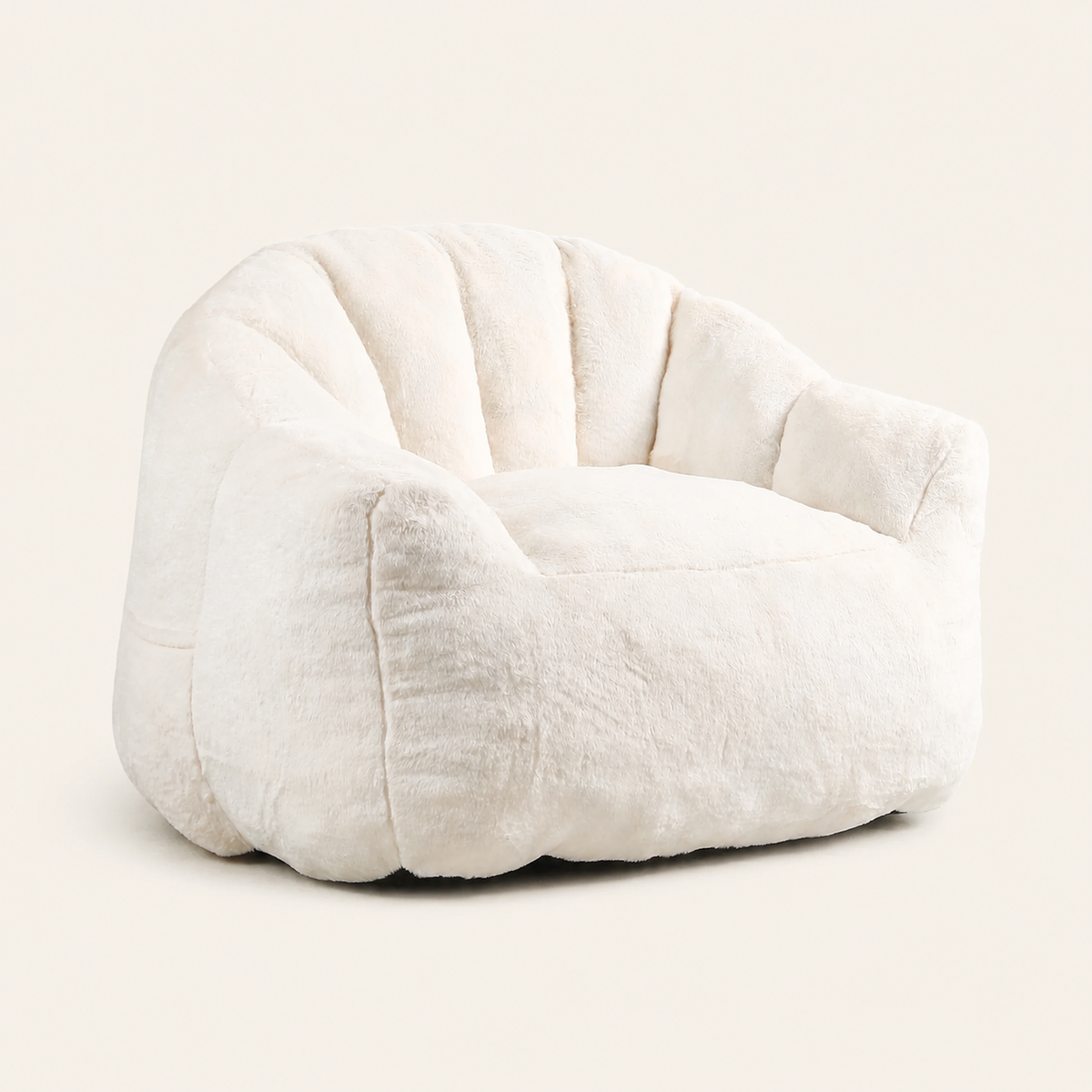 Oversized White Faux Fur Memory Foam Bean Bag Chair