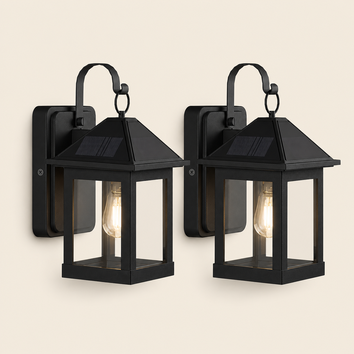 2-Pack Solar Wall Lanterns with Motion Sensor