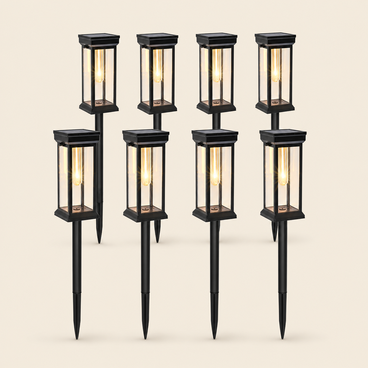 8-Pack IP65 Solar Pathway Lights for Garden & Walkway