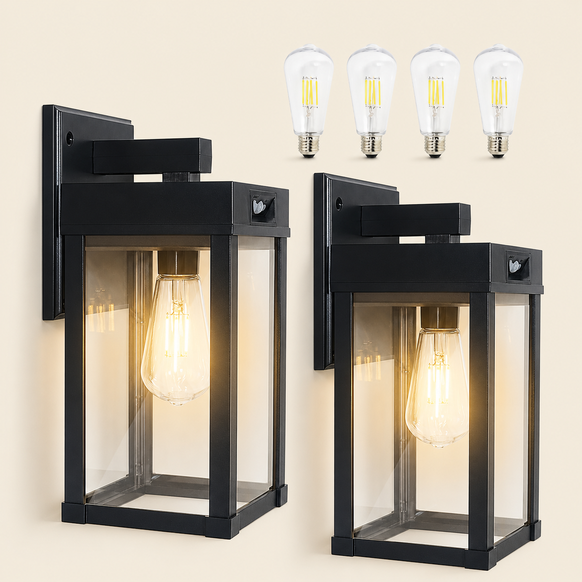 2-Pack Solar Motion Sensor Wall Lights with 3 Modes