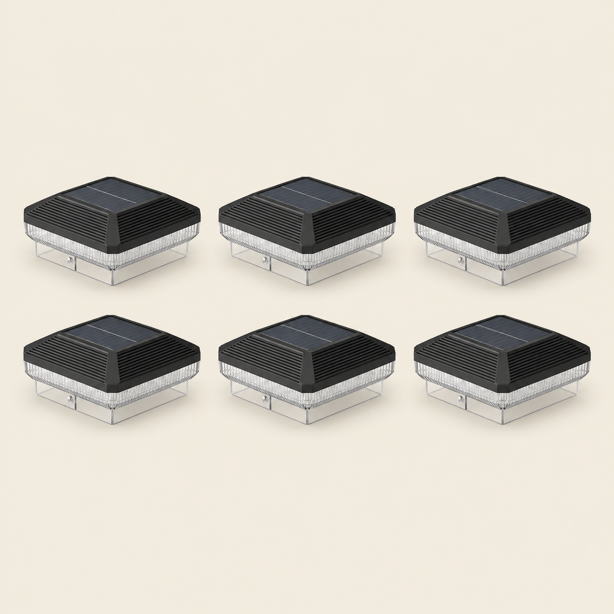 6-Pack Solar Fence Post Cap Lights, 3 Lighting Modes