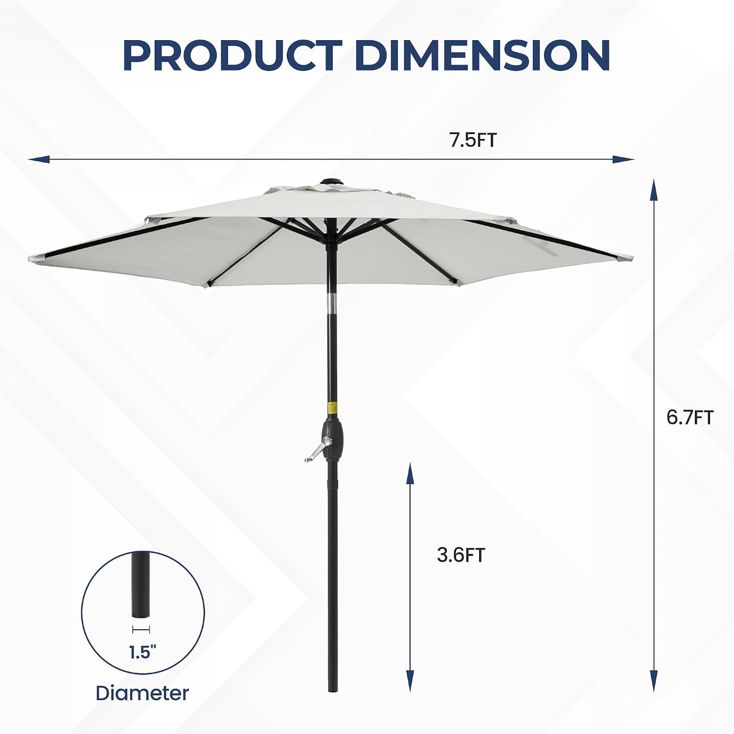 Outdoor Patio Umbrella, Patio Umbrella, Market Umbrella, Large Outdoor Umbrella, Metal Pole Umbrella with Push Button Tilt and Crank, Polyester Canopy