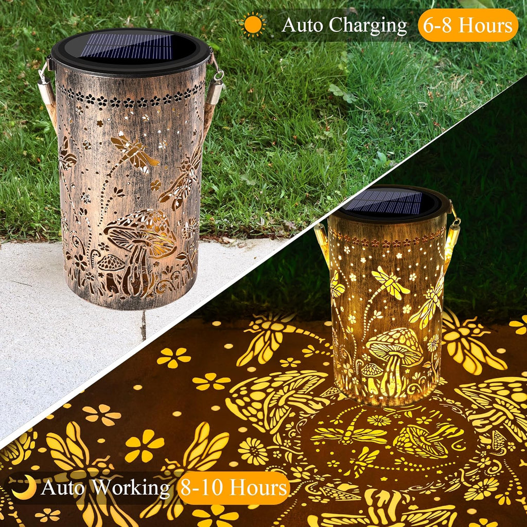 Decorative Solar Lantern with Patterned Light Projection