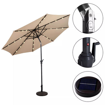 Costway 10FT Patio Solar Umbrella LED Patio Market Steel Tilt W/Crank Outdoor Orangeblue New