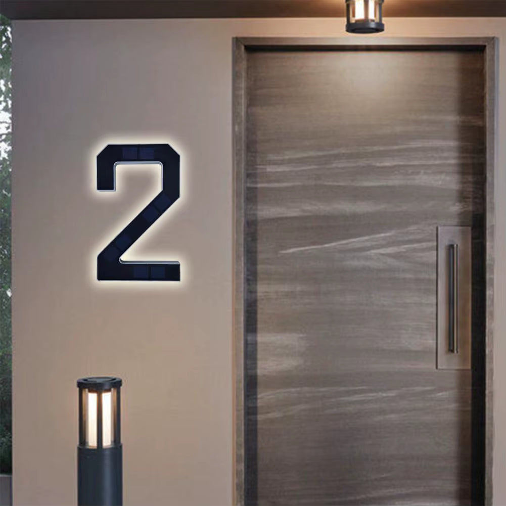 Modern Solar LED House Number Sign with Dusk Sensor