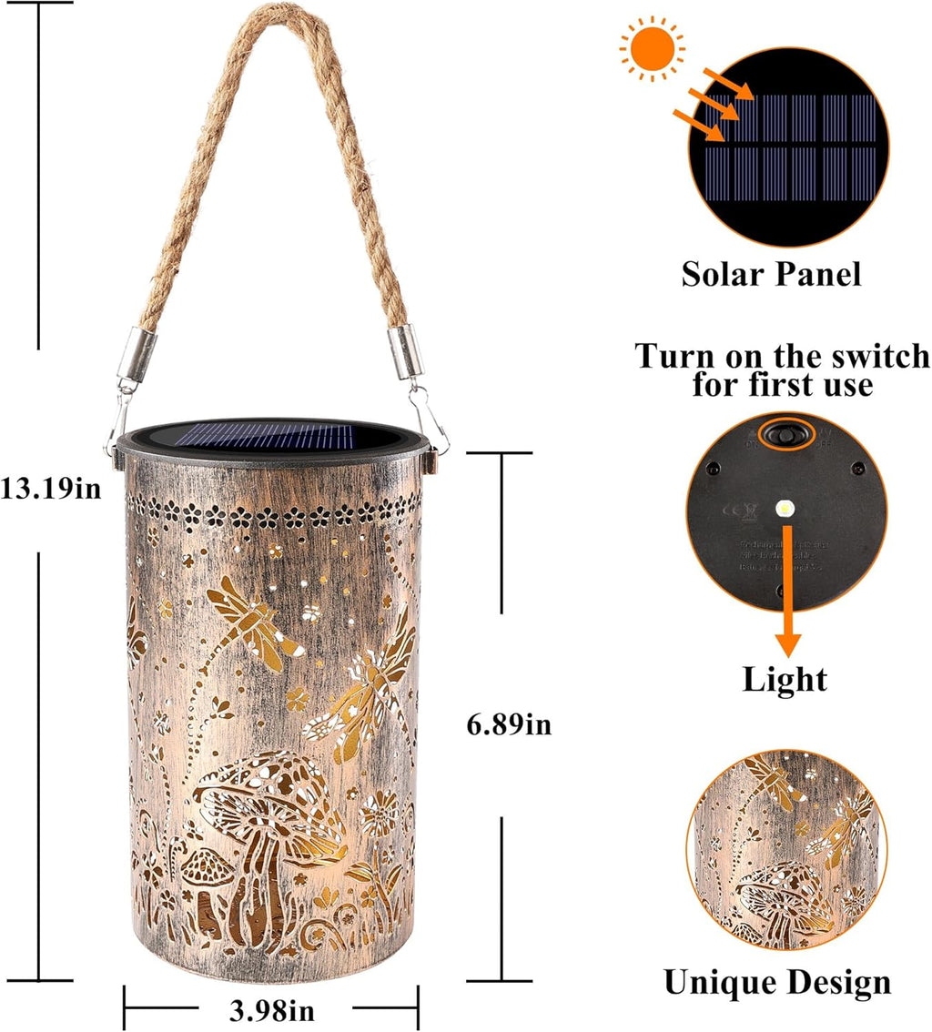 Decorative Solar Lantern with Patterned Light Projection