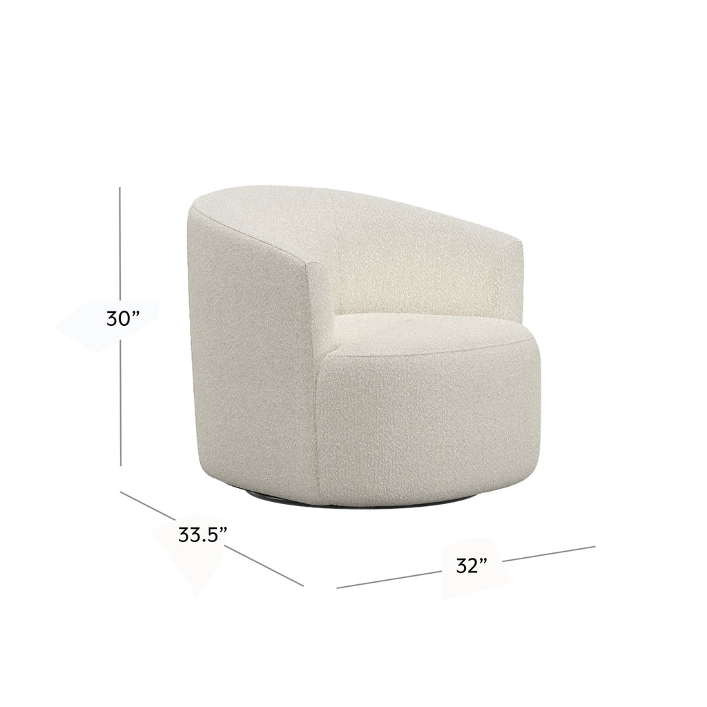 Cream Bouclé Swivel Barrel Chair
