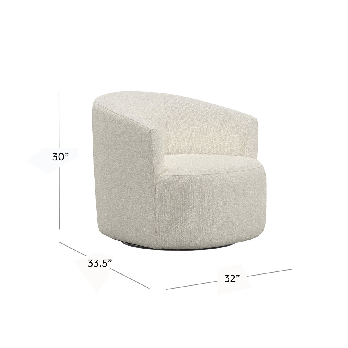 Cream Bouclé Swivel Barrel Chair