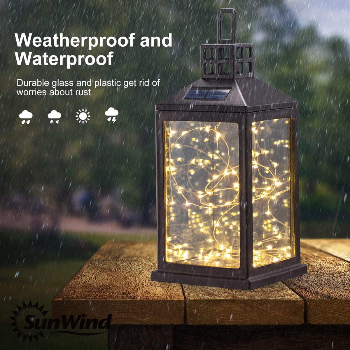Warm White Solar Table Lantern with 40 LEDs
