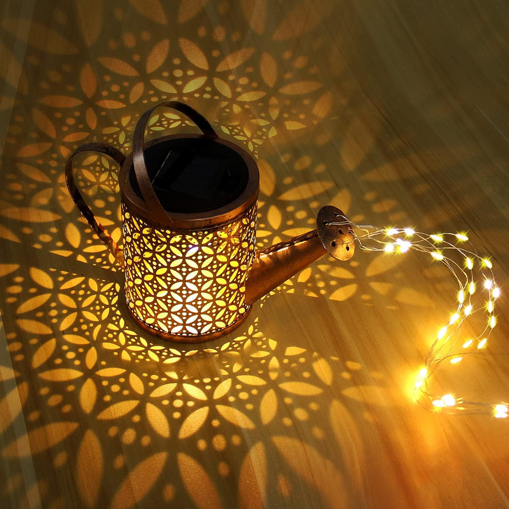 Solar Watering Can Lantern with Cascading Lights