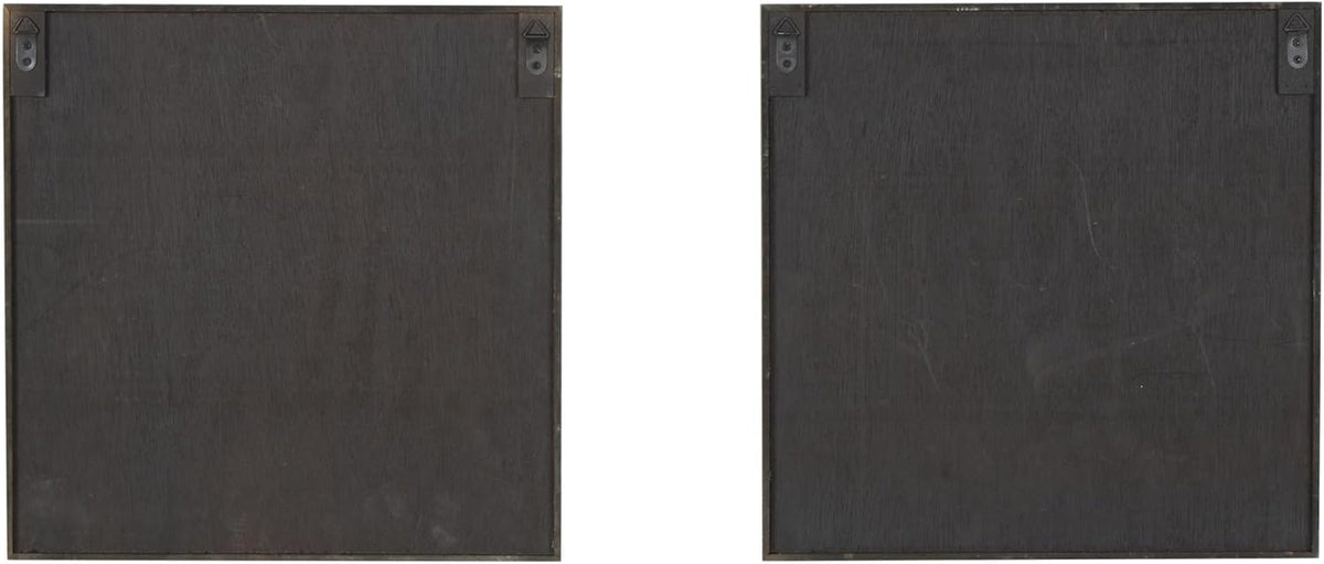 Deco 79 Wood Geometric Home Wall Decor 3D Cube Grid Wall Sculpture with Black Frames, Set of 2 Wall Art 16" W, 16" H, White