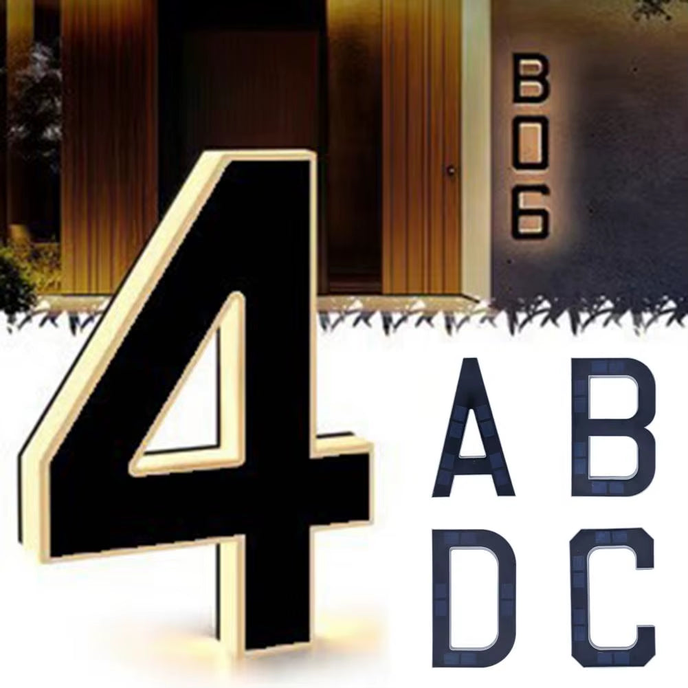 Modern Solar LED House Number Sign with Dusk Sensor