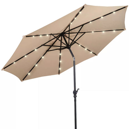 Costway 10FT Patio Solar Umbrella LED Patio Market Steel Tilt W/Crank Outdoor Orangeblue New