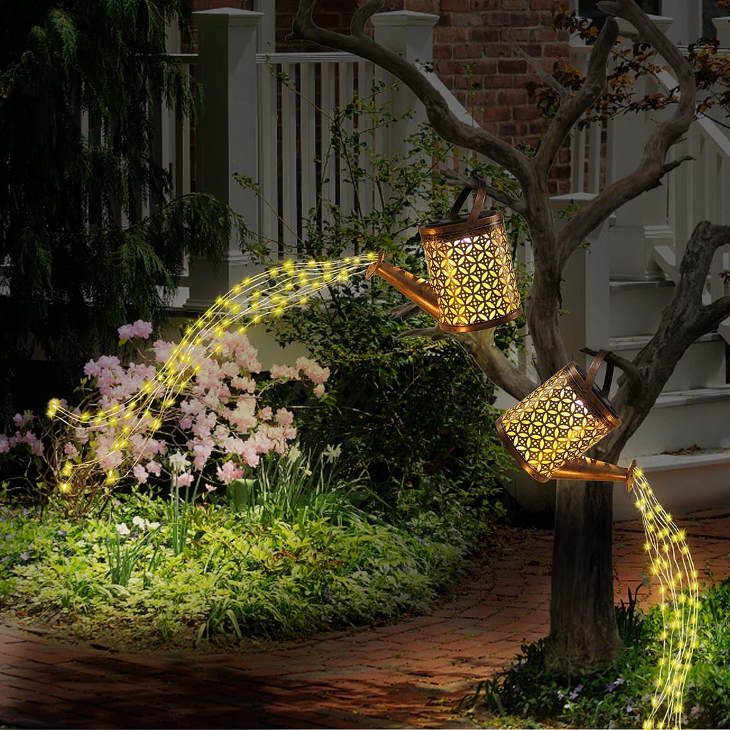 Solar Watering Can Lantern with Cascading Lights