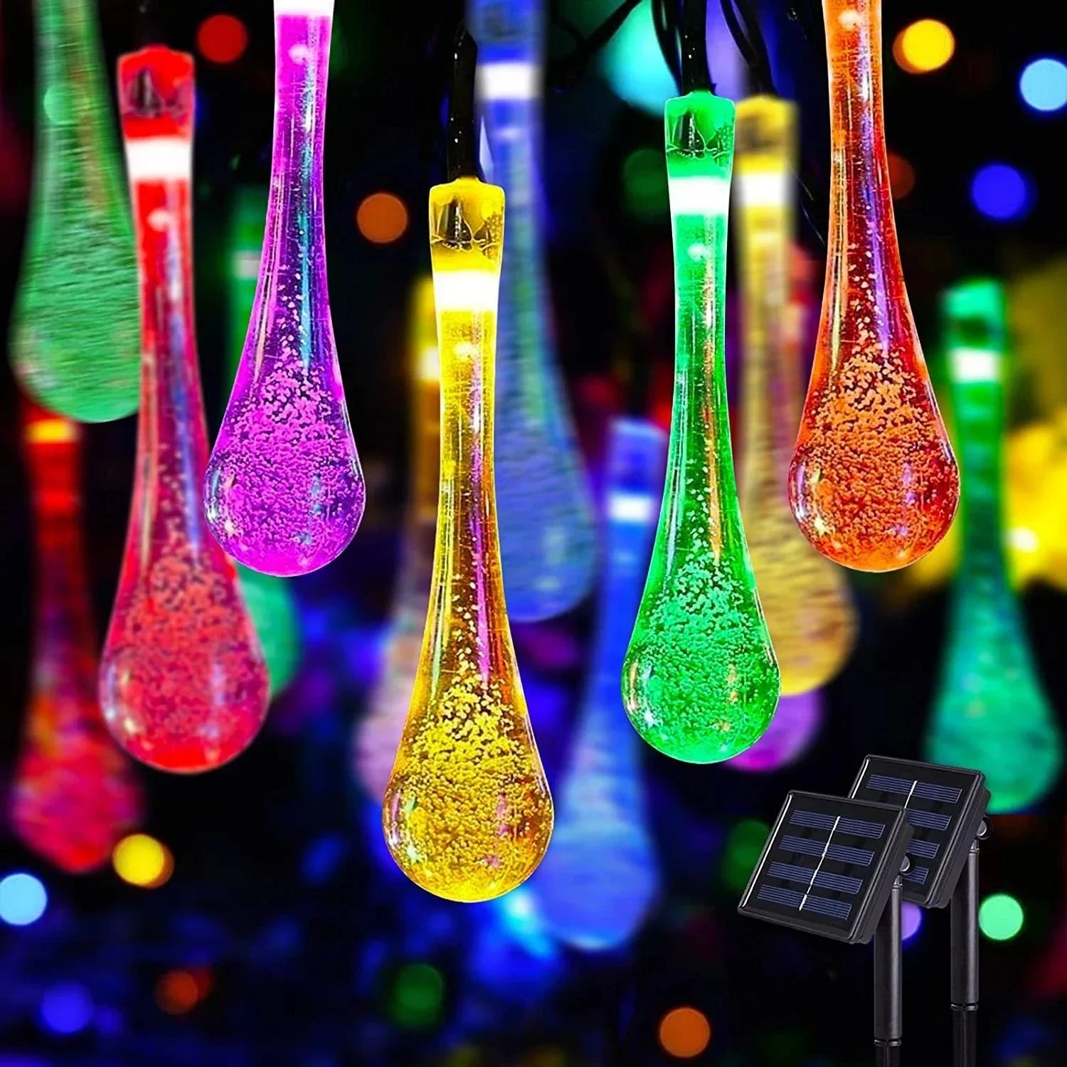 Water Drop Solar String Lights for Garden and Patio