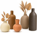 Neutral Ceramic Vase Set – 5 Matte Earth-Tone Vases for Japandi, Scandinavian, or Minimalist Home Decor, Table, Entryway, Shelf & Mantel Styling