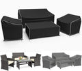 4-Piece 600D Waterproof Patio Furniture Cover Set, Black