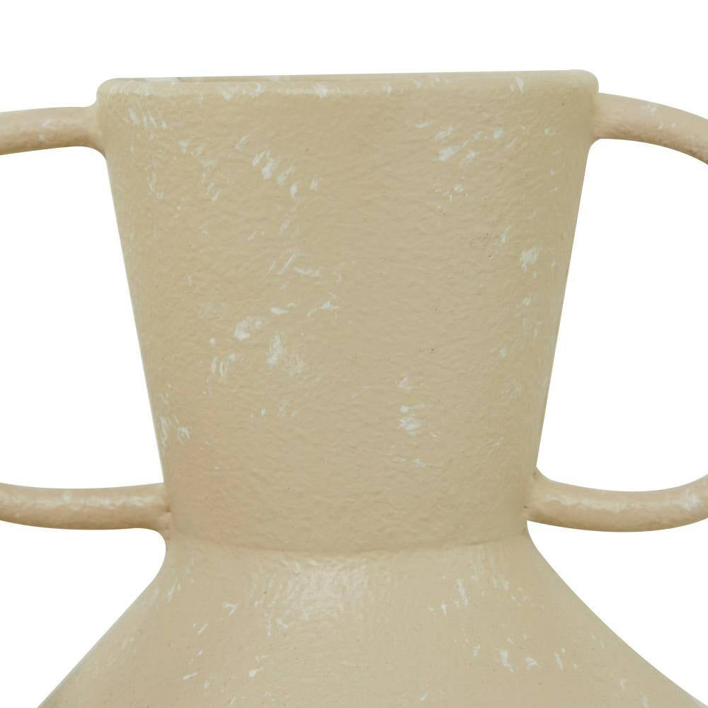 Beige Metal Decorative Vase with Handles (Set of 2)