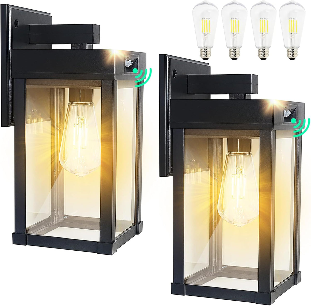 2-Pack Solar Motion Sensor Wall Lights with 3 Modes