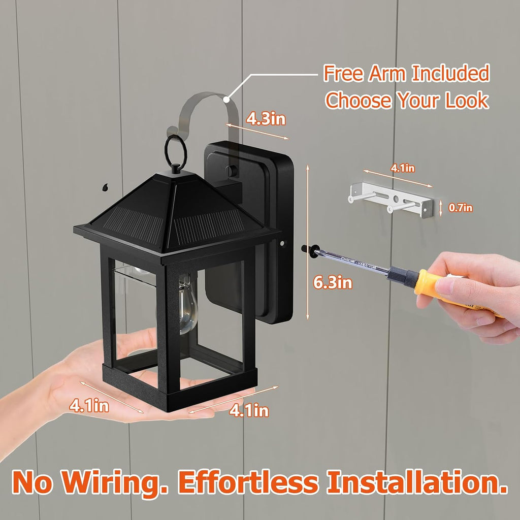 2-Pack Solar Wall Lanterns with Motion Sensor