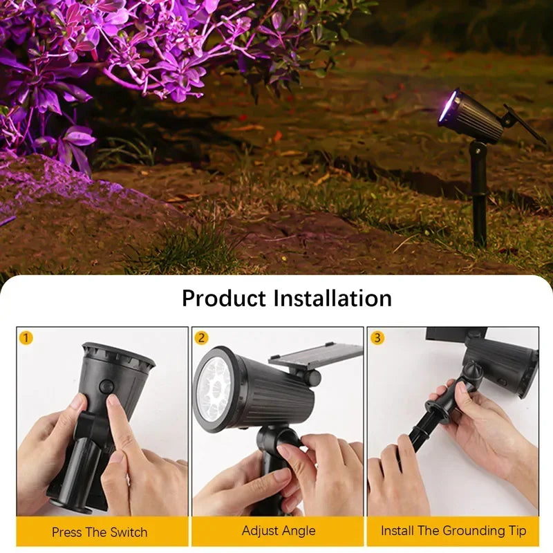 Adjustable RGB Solar Landscape Spotlights, 9 LED