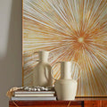 Beige Metal Decorative Vase with Handles (Set of 2)