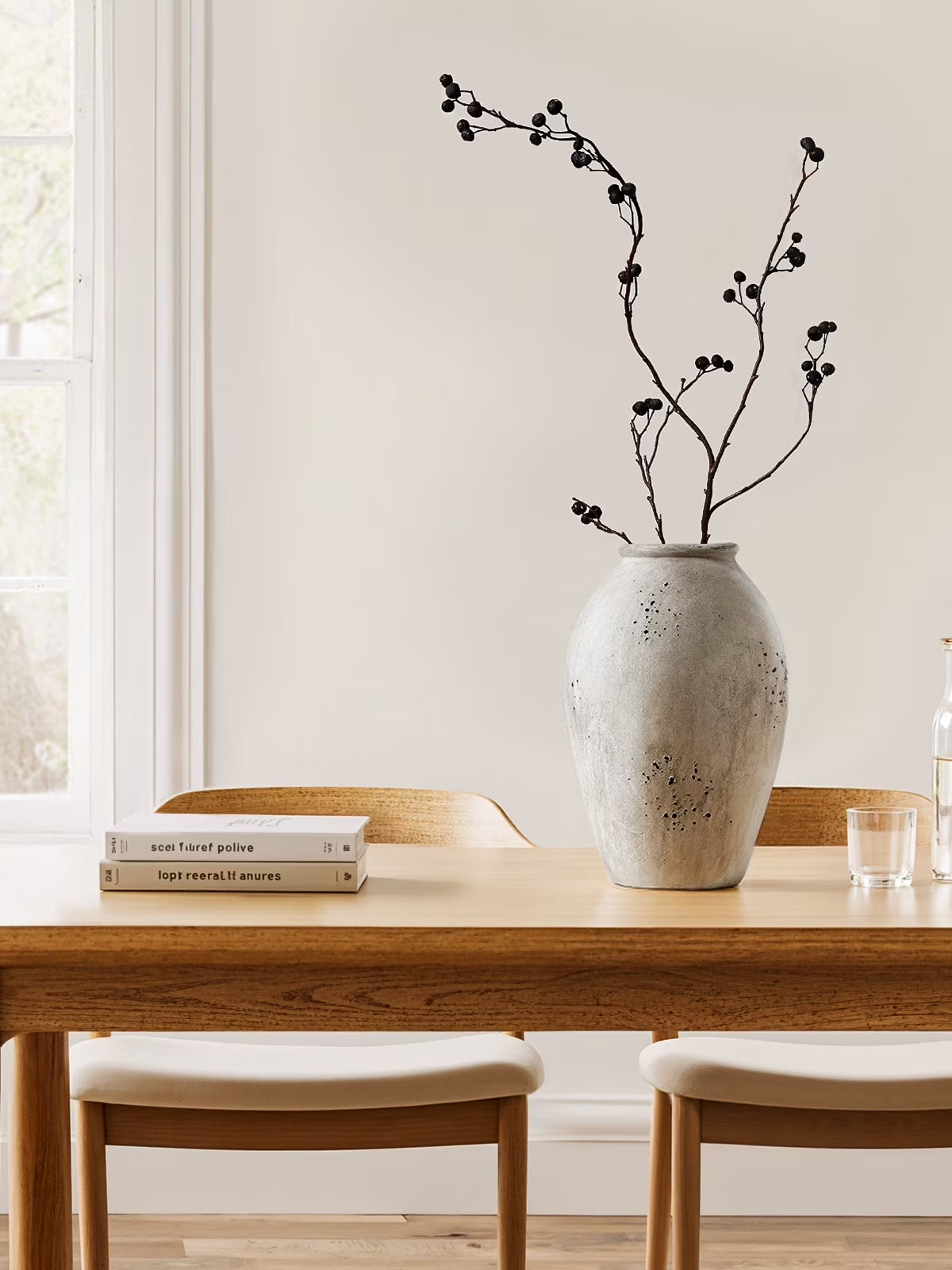 LE TAUCI Ceramic Vase, 13.2 Inch Tall Large Ceramic Vase for Flowers, Rustic Farmhouse Flower Vase for Living Room, Console Table, Entryway and Centerpiece Decor, Speckled Gray Vase