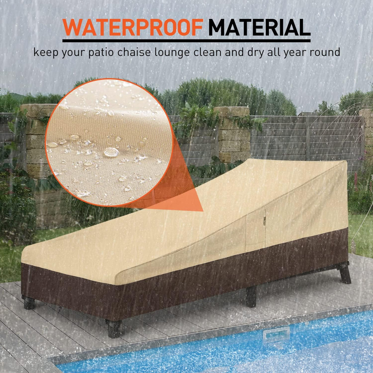 Waterproof Lounge Chair Covers, 2-Pack, 80 x 32 Inches