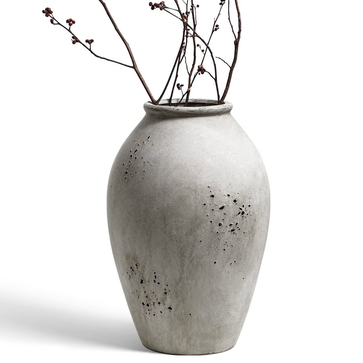 LE TAUCI Ceramic Vase, 13.2 Inch Tall Large Ceramic Vase for Flowers, Rustic Farmhouse Flower Vase for Living Room, Console Table, Entryway and Centerpiece Decor, Speckled Gray Vase
