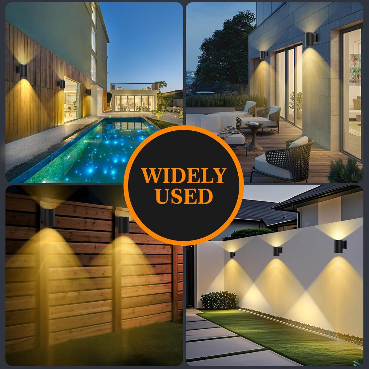 4-Pack Up & Down Solar Wall Sconces