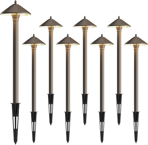 12V Metal Landscape Pathway Lights, 8-Pack, Warm White
