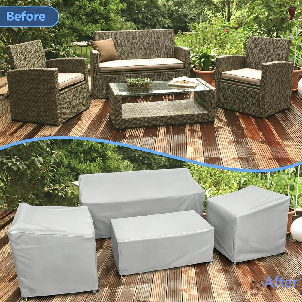 4-Piece 600D Waterproof Patio Furniture Cover Set, Gray
