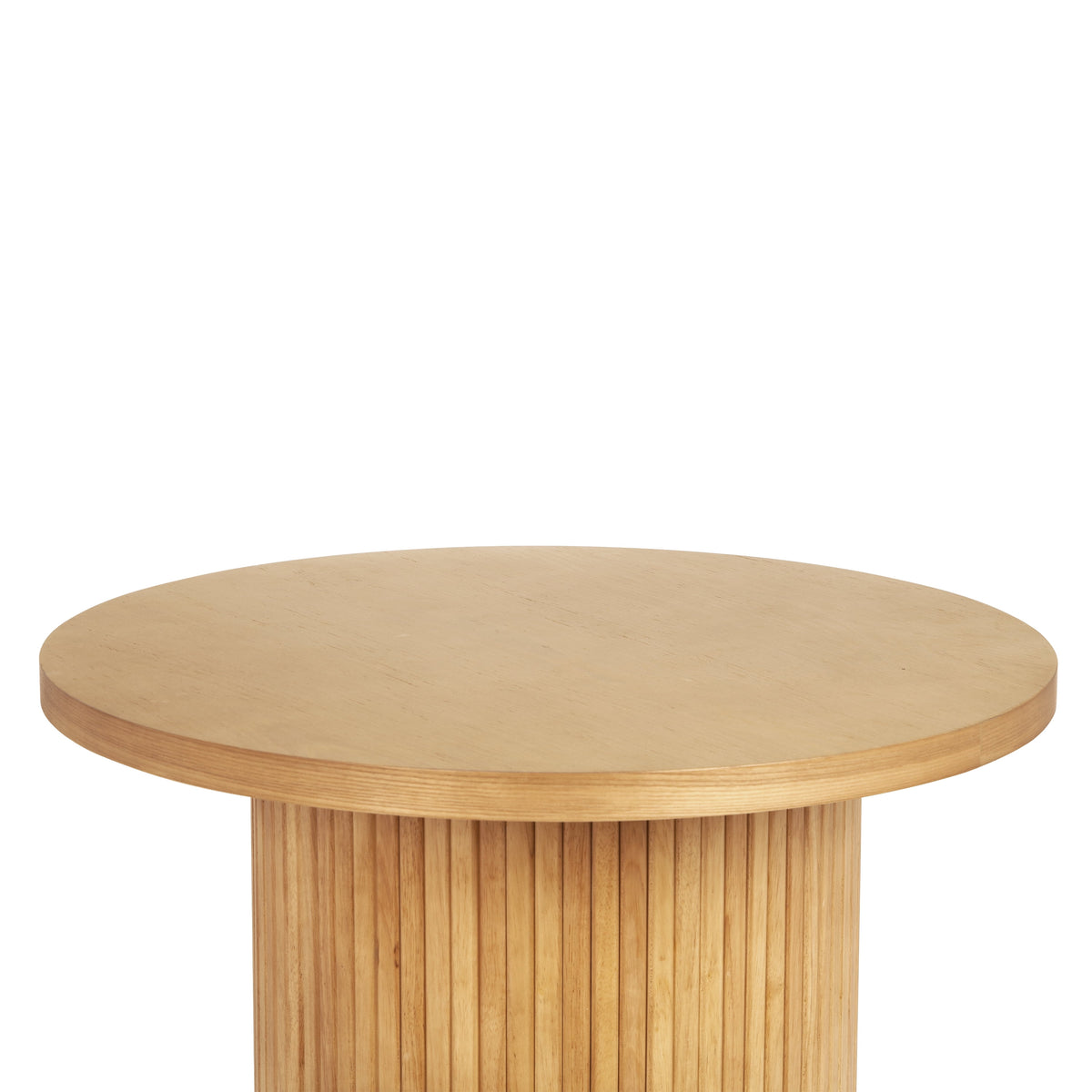 Natural Oak Fluted Pedestal Coffee Table, 23.6-Inch