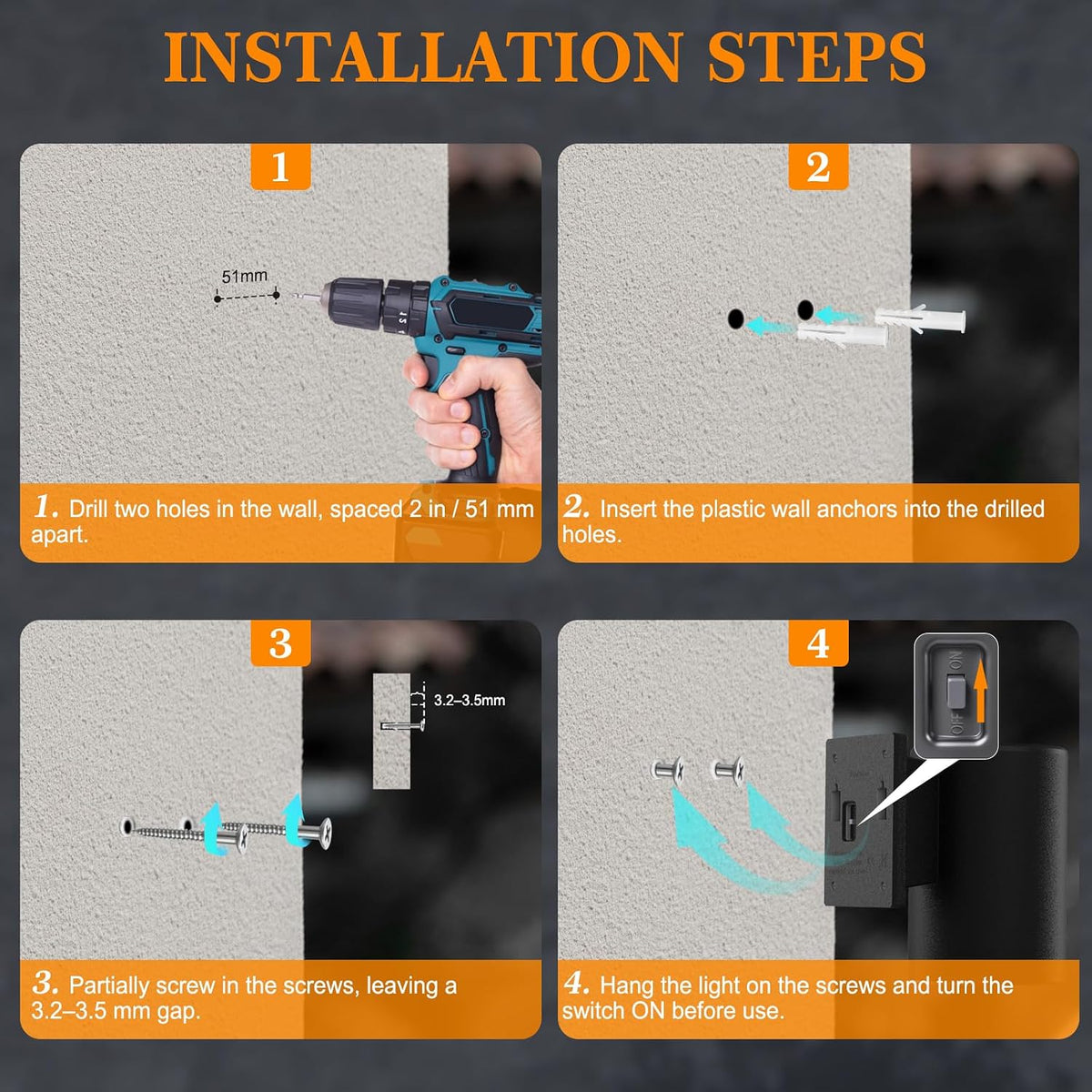 4-Pack Up & Down Solar Wall Sconces