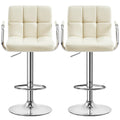 Set of 2 Adjustable Swivel Faux Leather Bar Stools