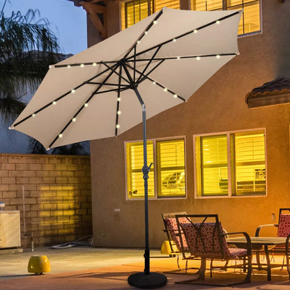 Costway 10FT Patio Solar Umbrella LED Patio Market Steel Tilt W/Crank Outdoor Orangeblue New