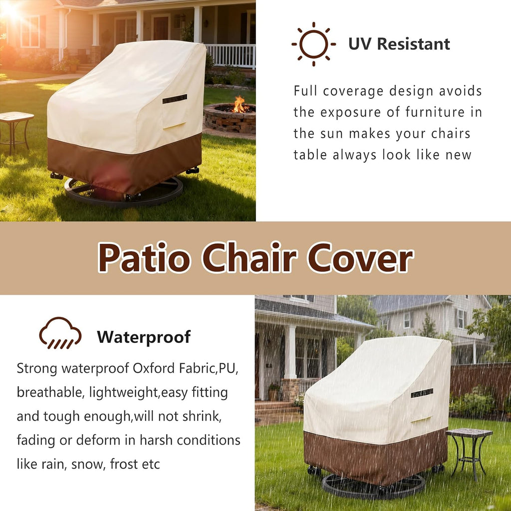 Waterproof Swivel Lounge Chair Covers, 2-Pack, 32 x 34 x 34 Inches