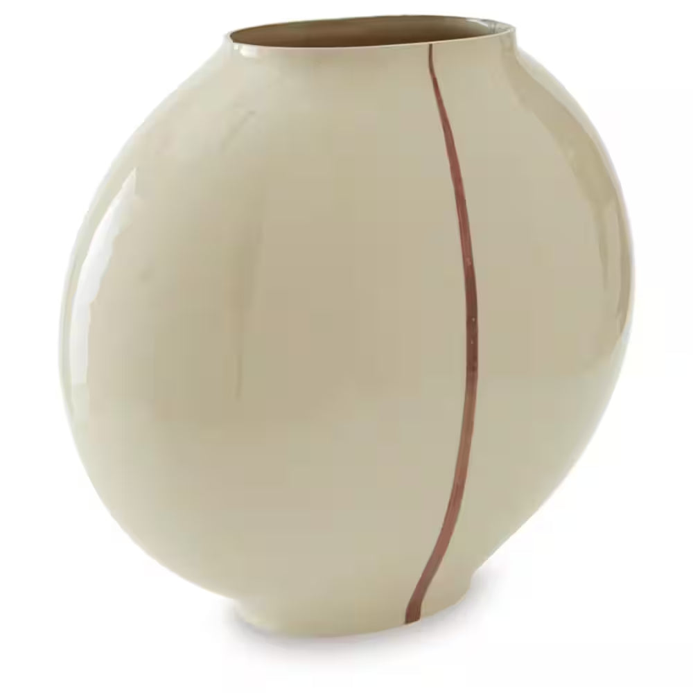 Sheabourne 13 In. H Beige Glass round Decorative Vase
