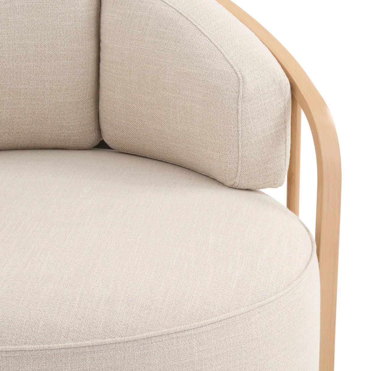Cream Linen-Look Swivel Birdcage Accent Chair