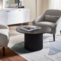 Black Fluted Pedestal Coffee Table, 23.6-Inch