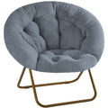 Gray Faux Fur Foldable Saucer Chair for Adults