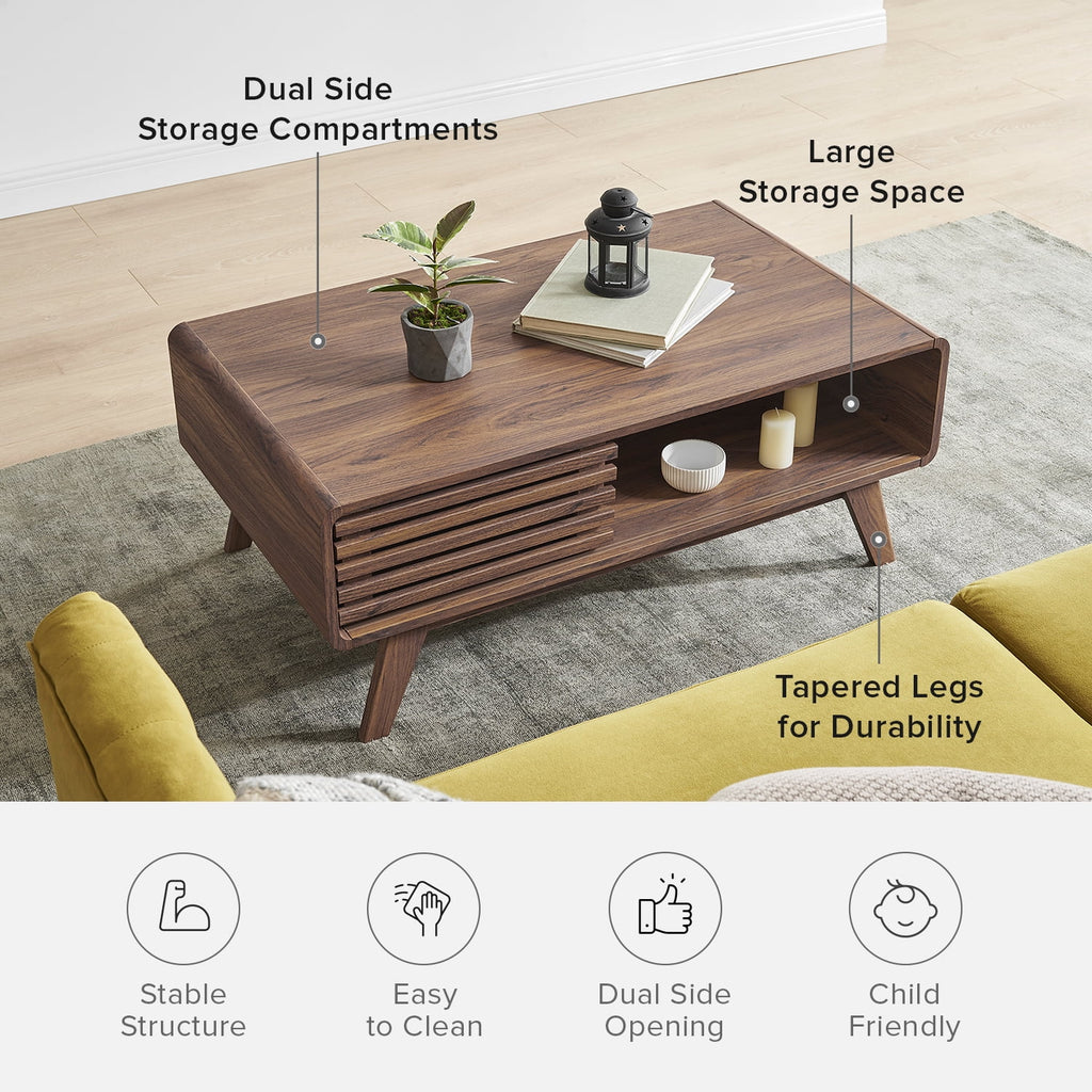 Ensley Walnut Coffee Table with Dual-Side Storage