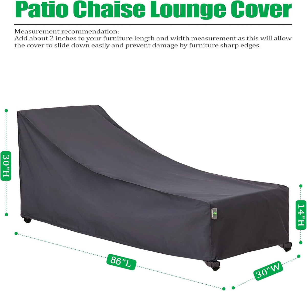 Waterproof Patio Chaise Covers, 2-Pack, 86 x 30 Inches
