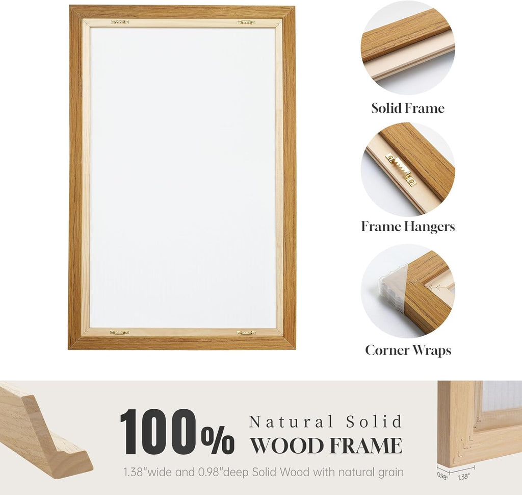 Framed Neutral Organic Abstract Canvas Wall Art for Dining Room, 30X30 Inch