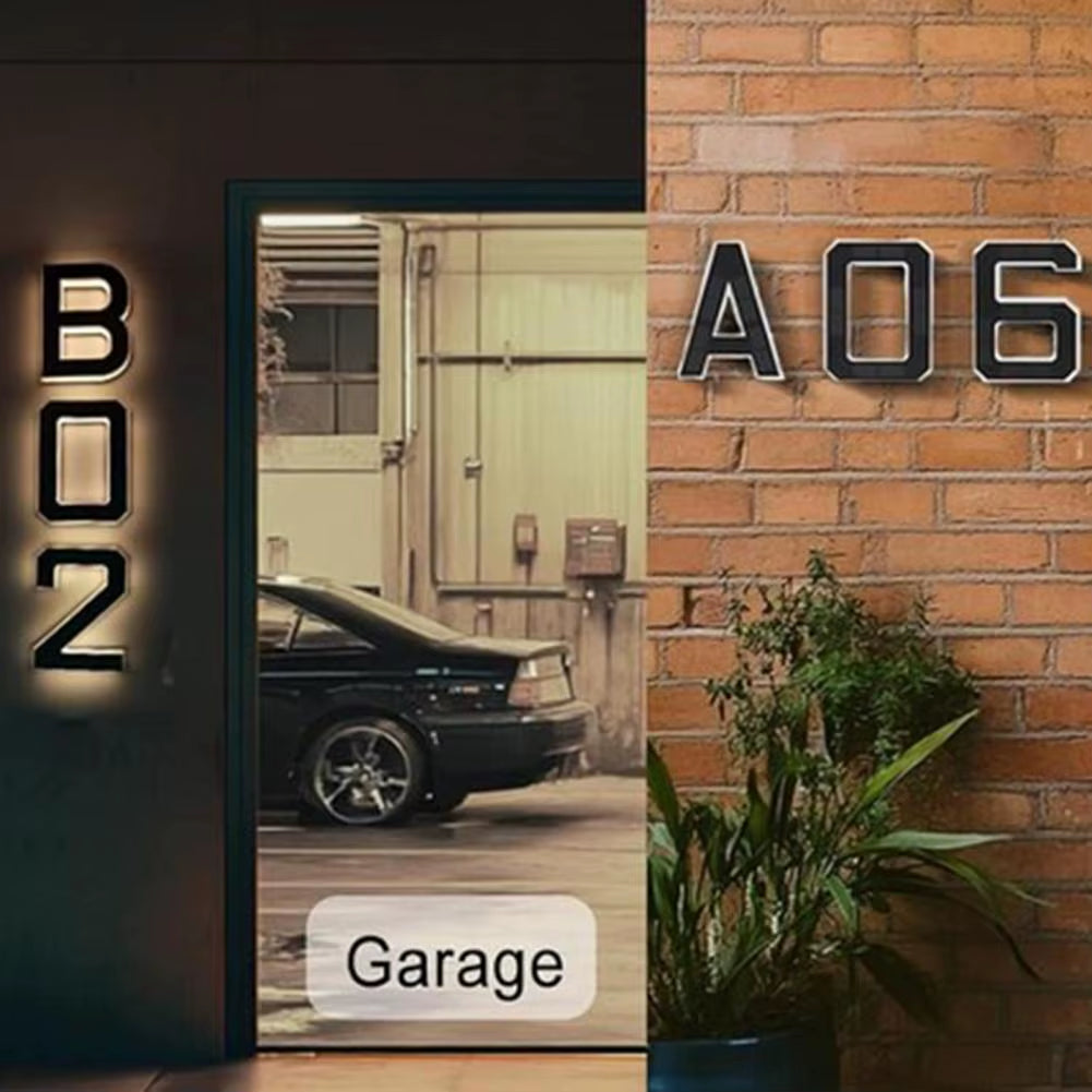 Modern Solar LED House Number Sign with Dusk Sensor