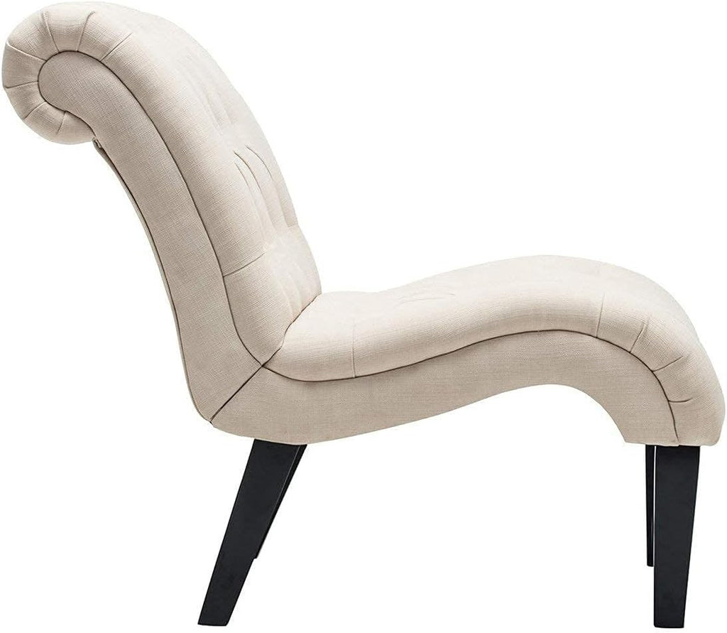 Ivory Tufted Linen Lounge Chair