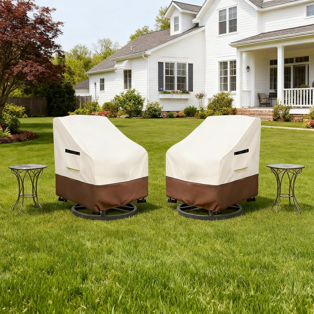 Waterproof Swivel Lounge Chair Covers, 2-Pack, 32 x 34 x 34 Inches