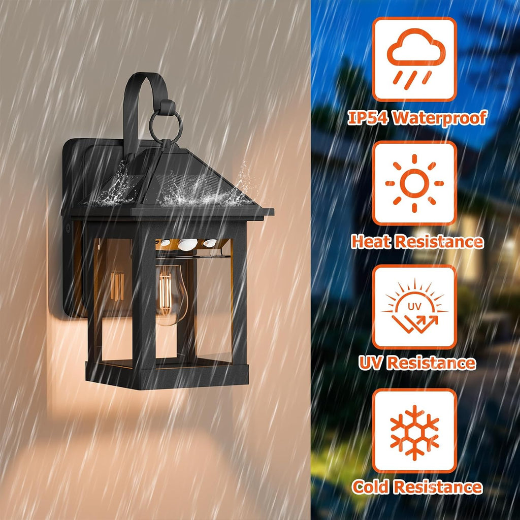 2-Pack Solar Wall Lanterns with Motion Sensor